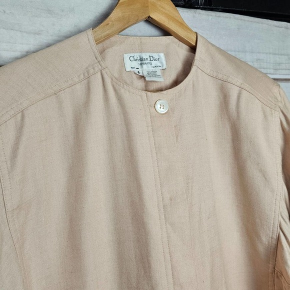 Christian Dior Vintage Blazer Womens Size 12 Pink Linen Business Casual 90s - Picture 3 of 9